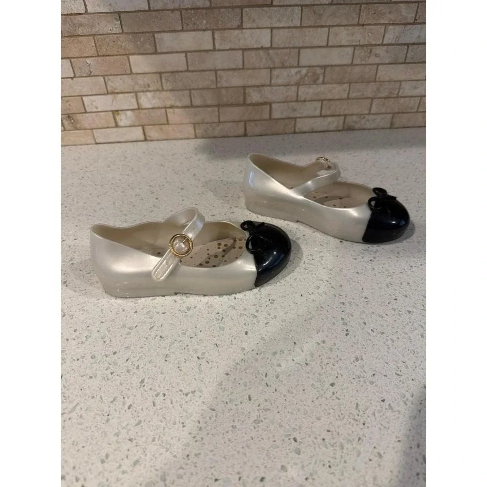 Mini Melissa‎ Sweet Love Flats Girls Black White